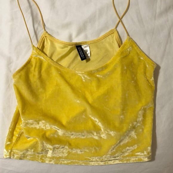 Divided/H&M Small Velour Yellow Crop Top - Picture 6 of 9